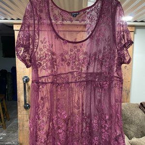 Torrid Purple Floral Lace Top